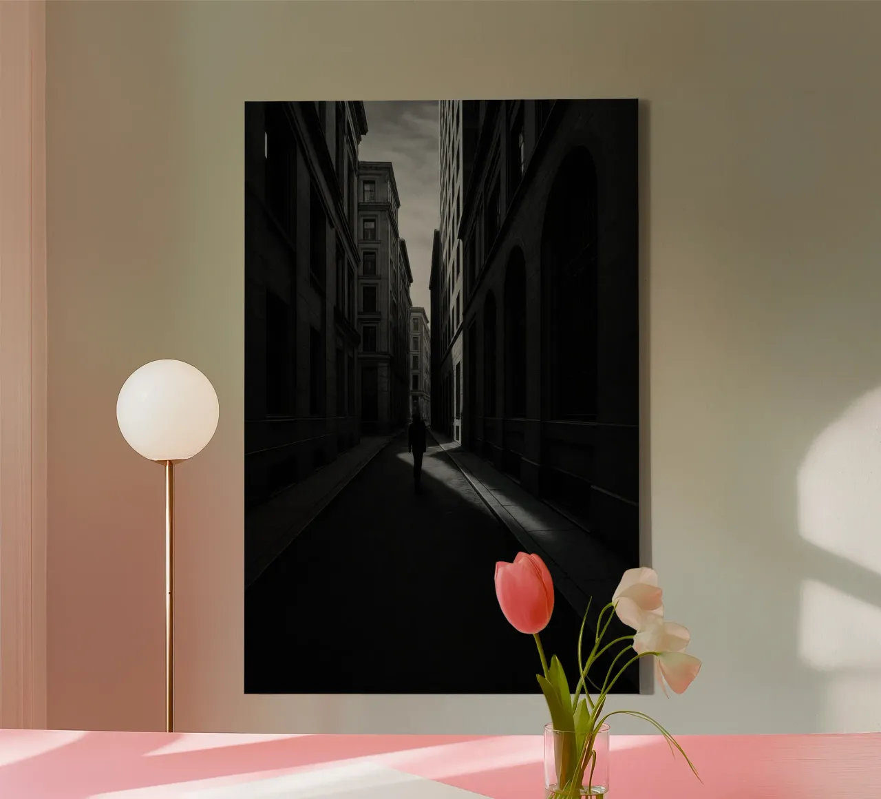 Urban solitude in Berlin - The art of shadow and silence canvas by Black & White
