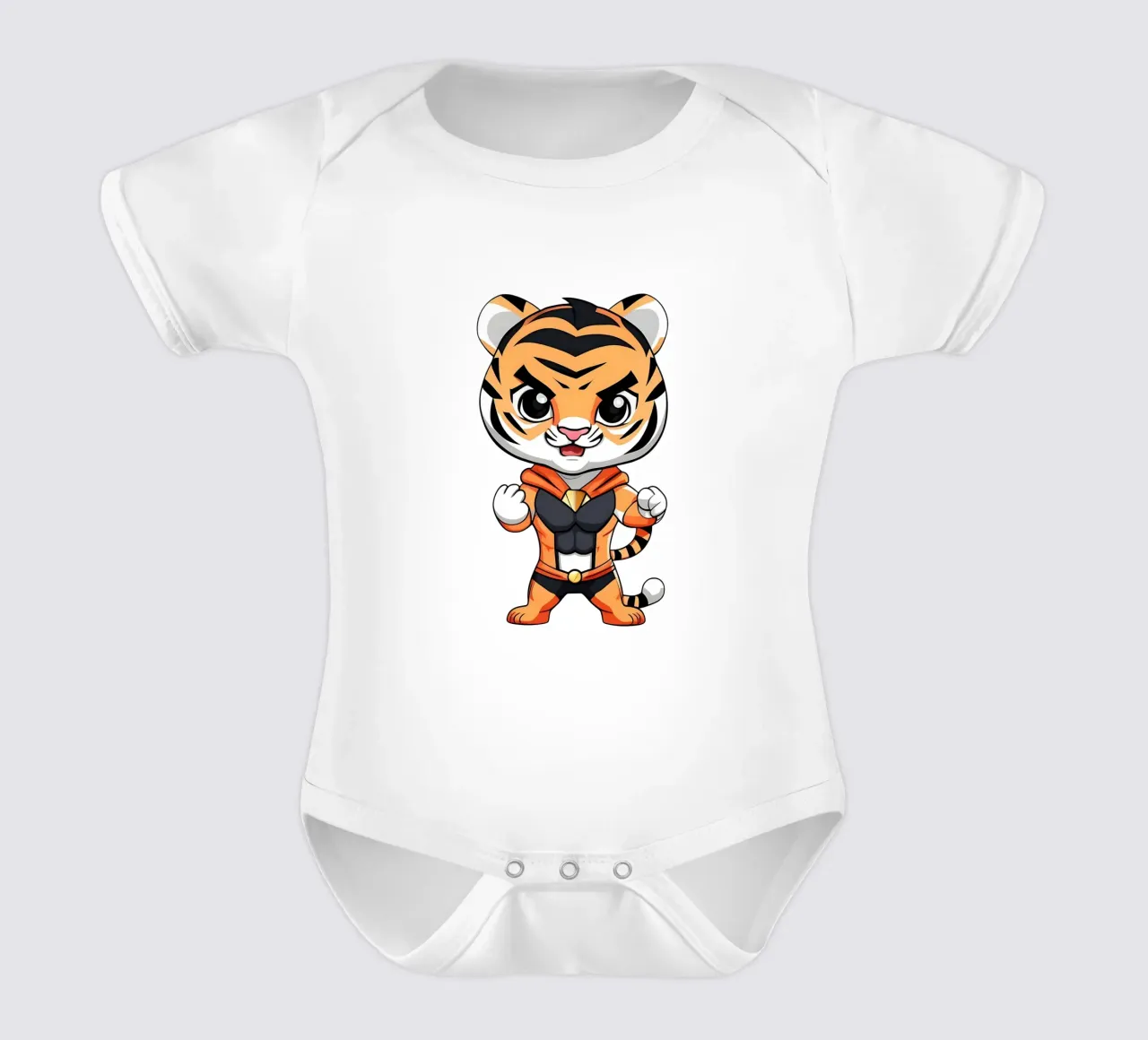 Tigre, cucciolo di tigre come supereroe_1 body neonato maniche corte da Tierisch bunt by LK