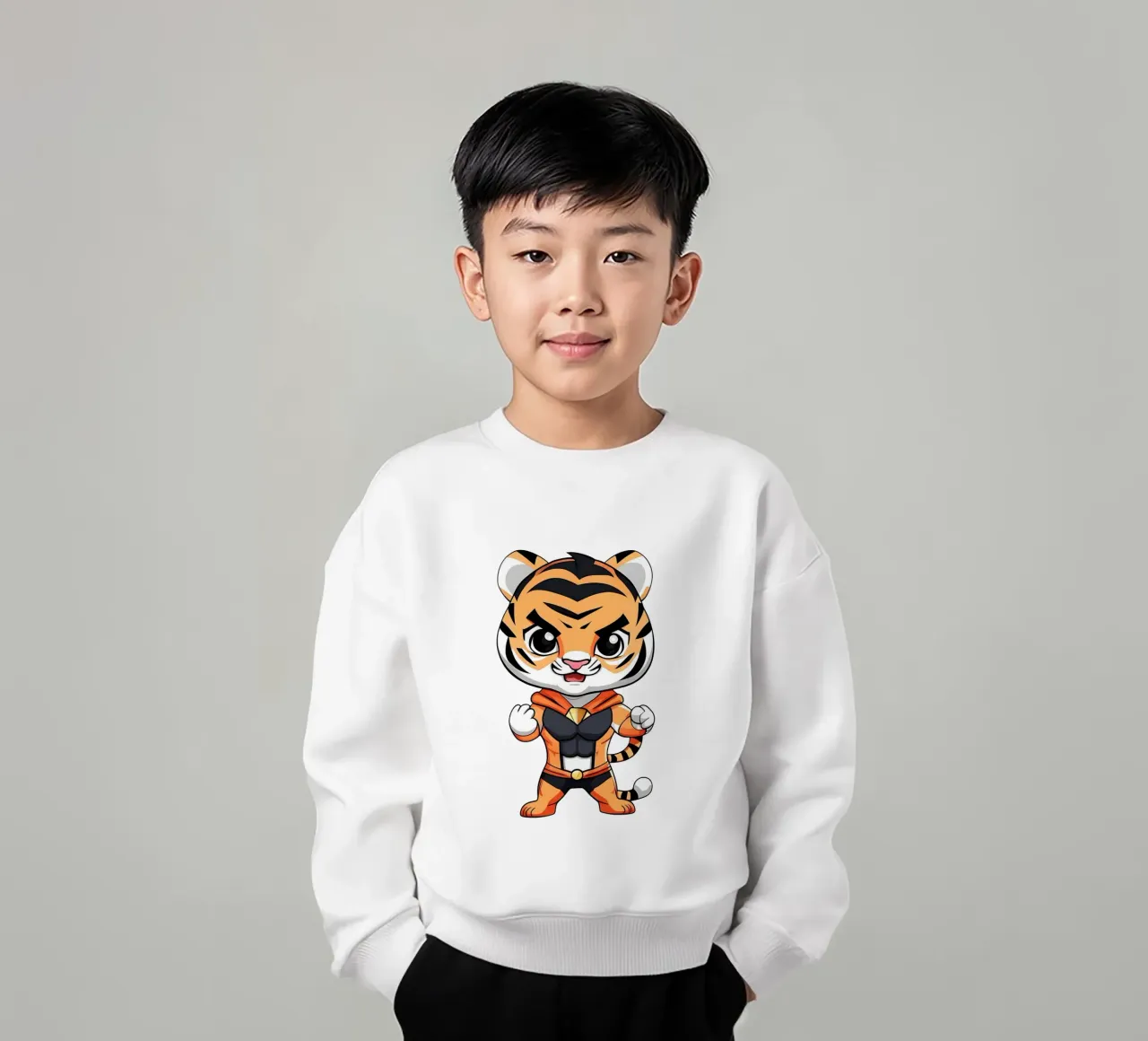 Tigre, cucciolo di tigre come supereroe_1 felpa bambino da Tierisch bunt by LK