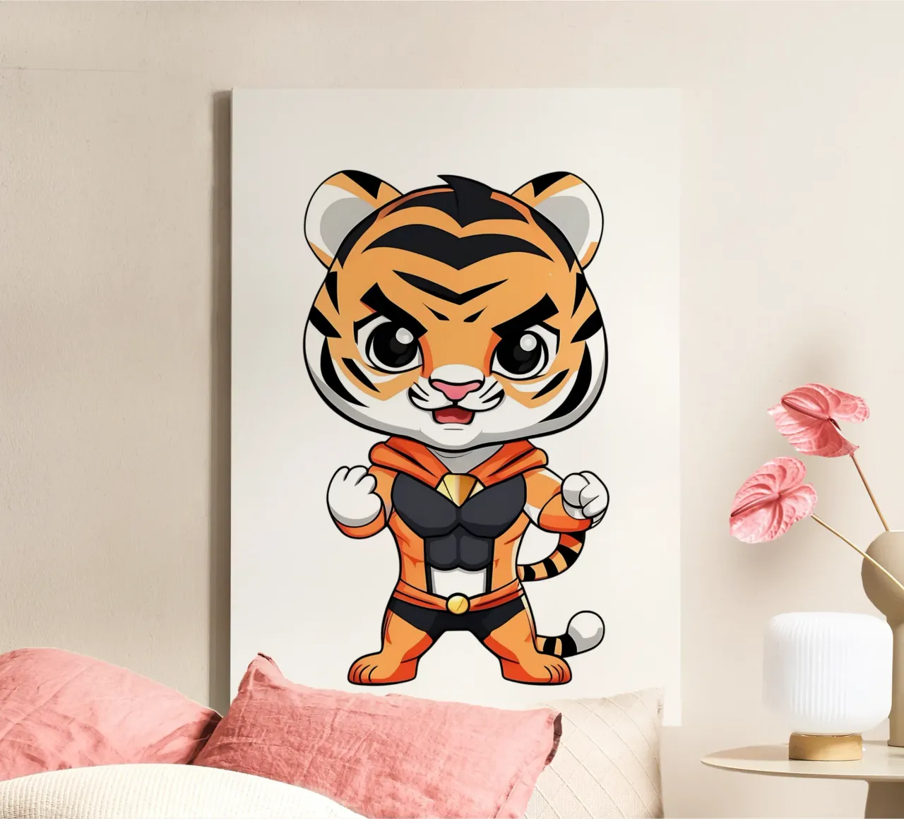 Tigre, cucciolo di tigre come supereroe_1 tela con Cornice a cassetta da Tierisch bunt by LK