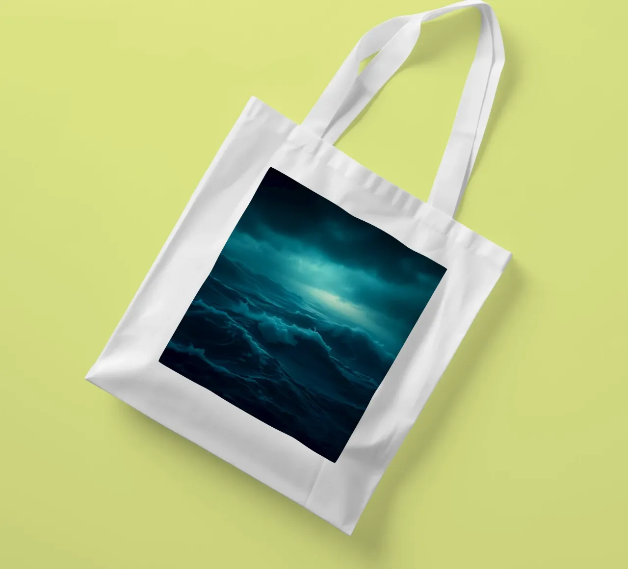 Oscuras olas marinas bajo un cielo nublado tote bag de DesignDoodle