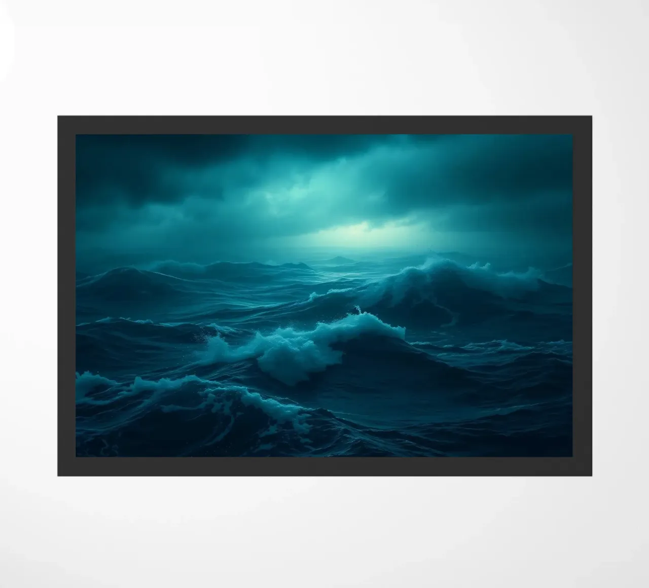 Dark stormy ocean waves under a cloudy sky doormat by DesignDoodle