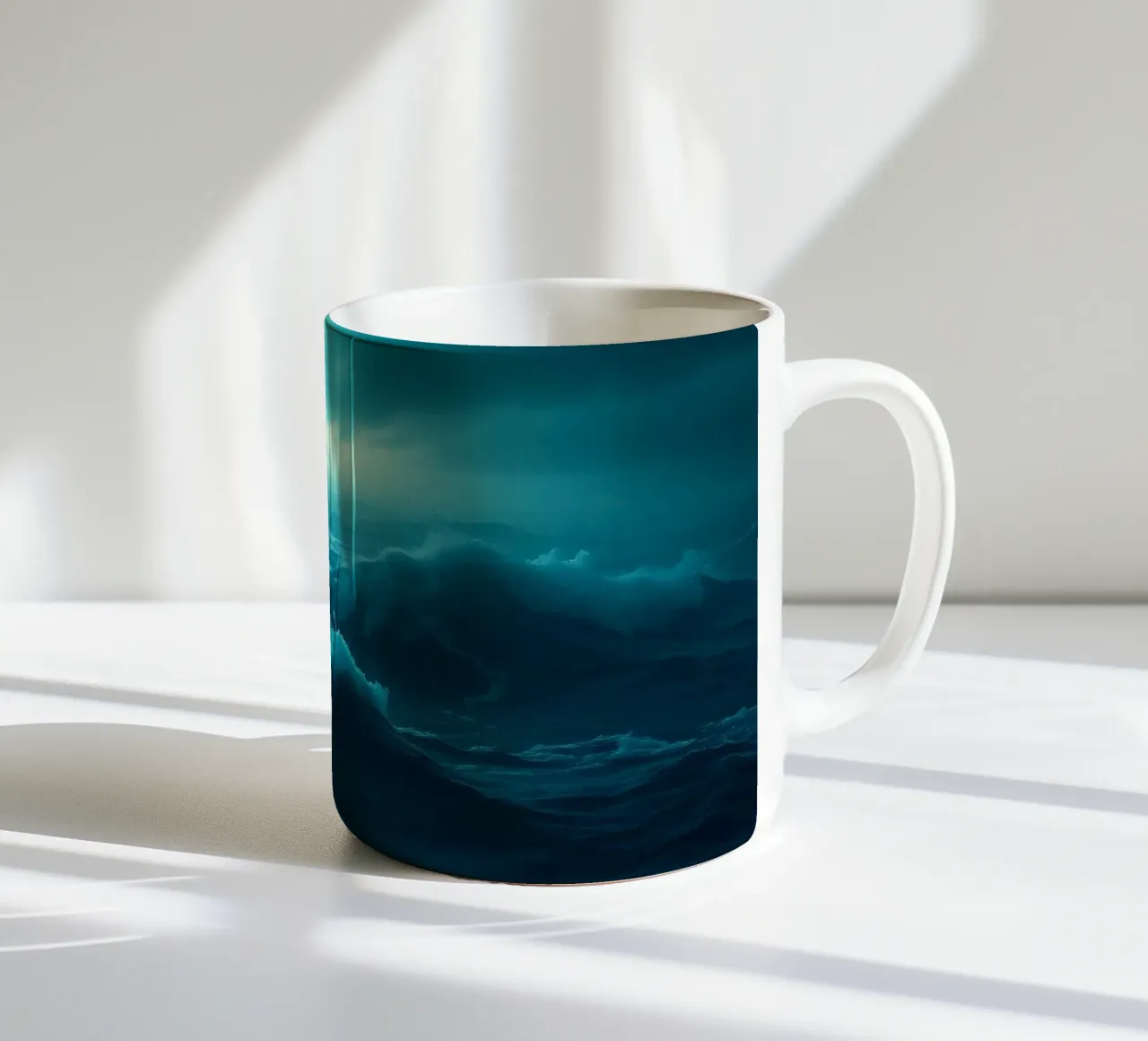 Onde oceaniche scure e tempestose sotto un cielo nuvoloso tazza in ceramica da DesignDoodle