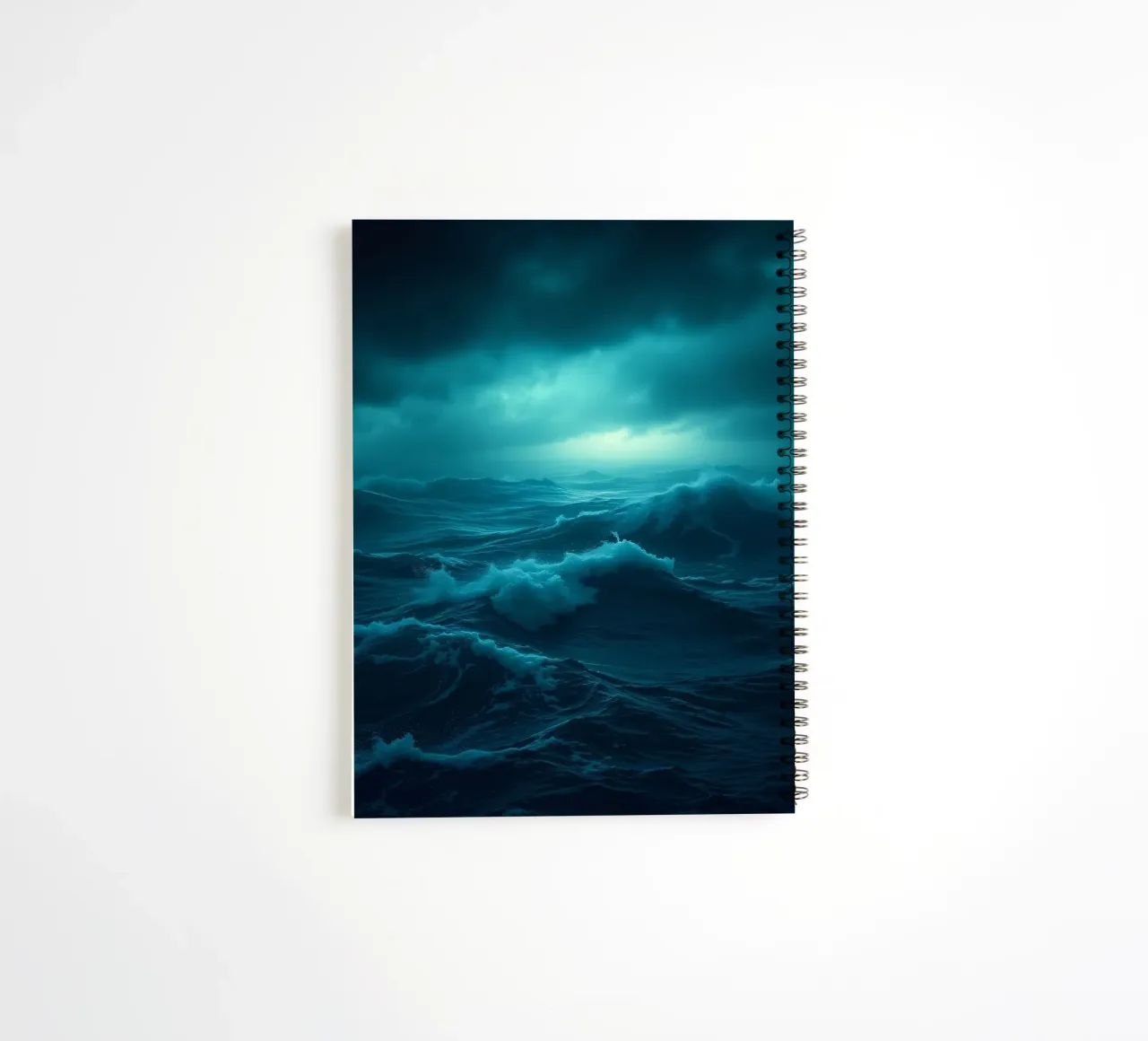Dark stormy ocean waves under a cloudy sky spiral notebook by DesignDoodle