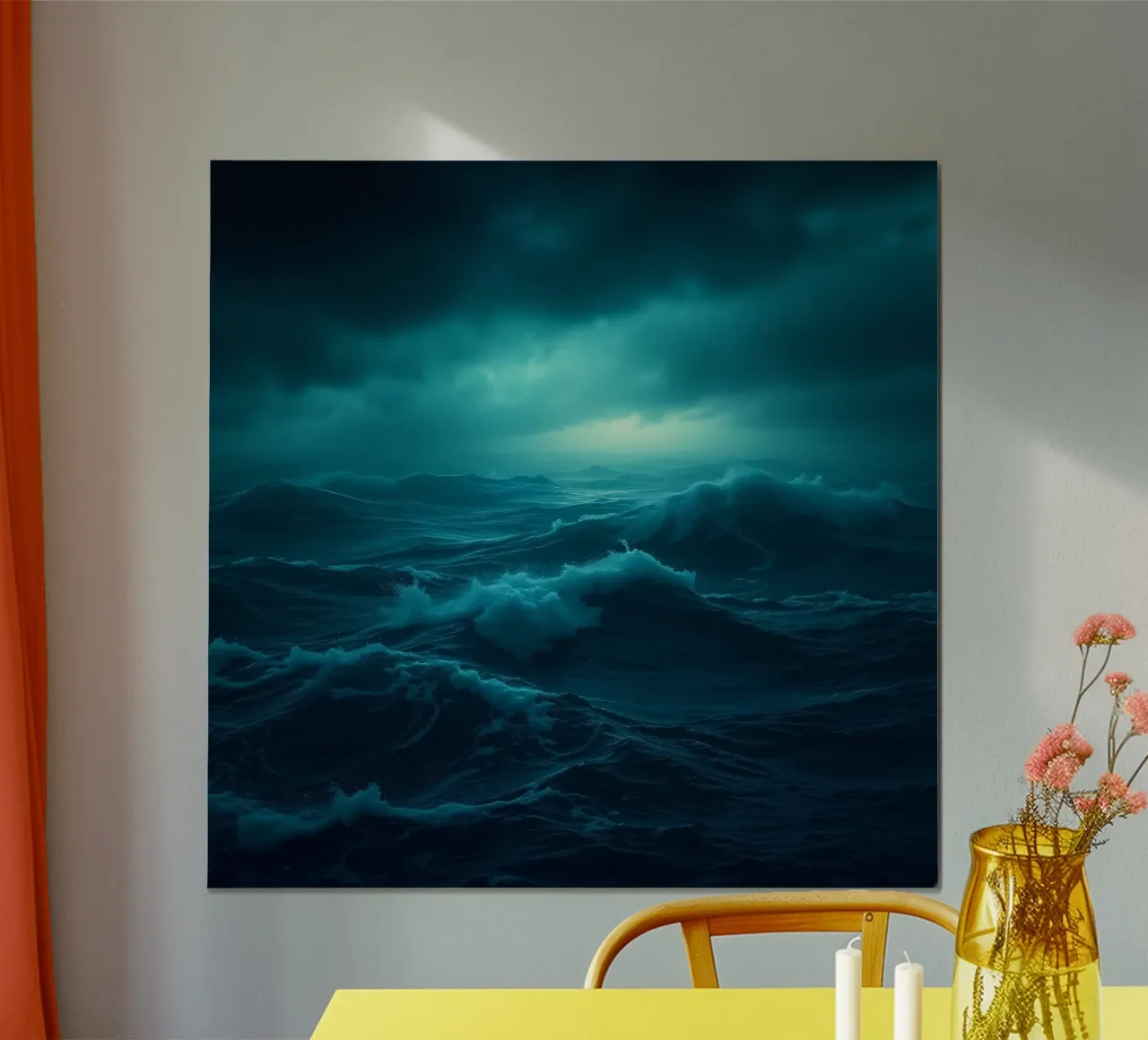Dark stormy ocean waves under a cloudy sky hahnemühle by DesignDoodle