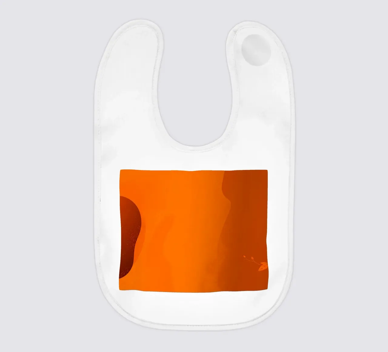 orange abstract design featuring leaf motifs and smooth art baby bib by DesignDoodle