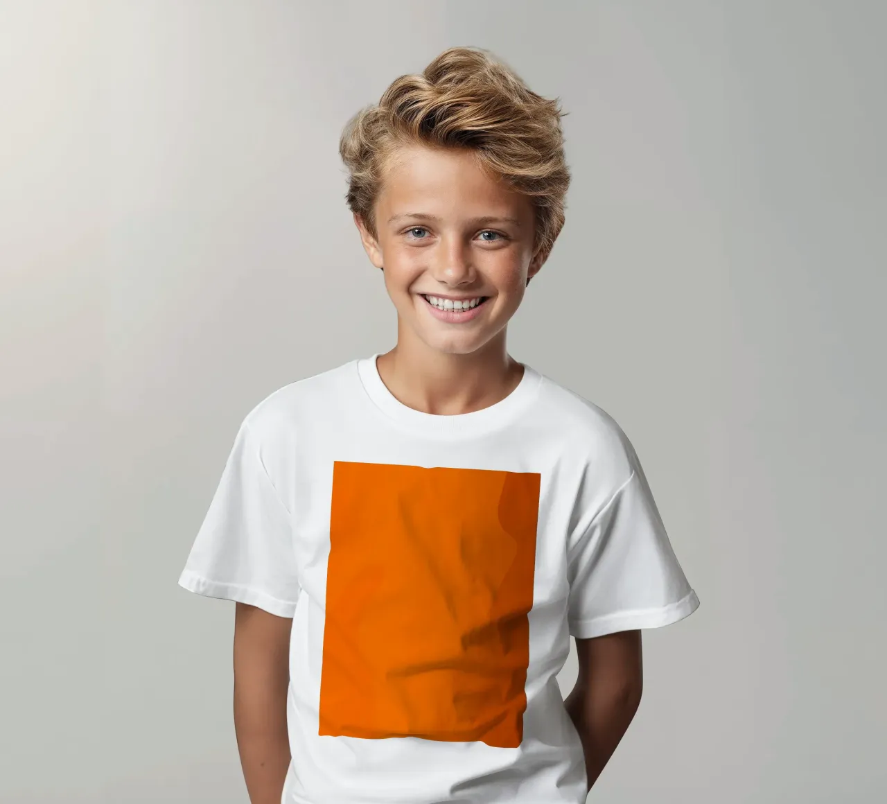 orange abstract design featuring leaf motifs and smooth art kids t-shirt by DesignDoodle