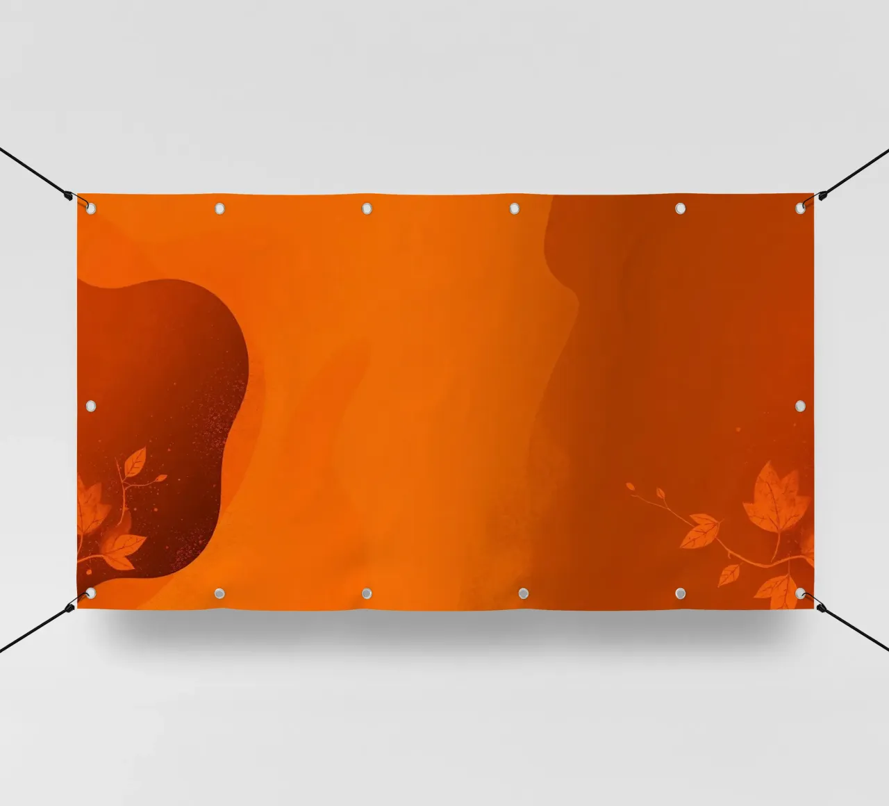 orangefarbenes abstraktes Design mit Blattmotiven und glatter Kunst PVC Plane von DesignDoodle
