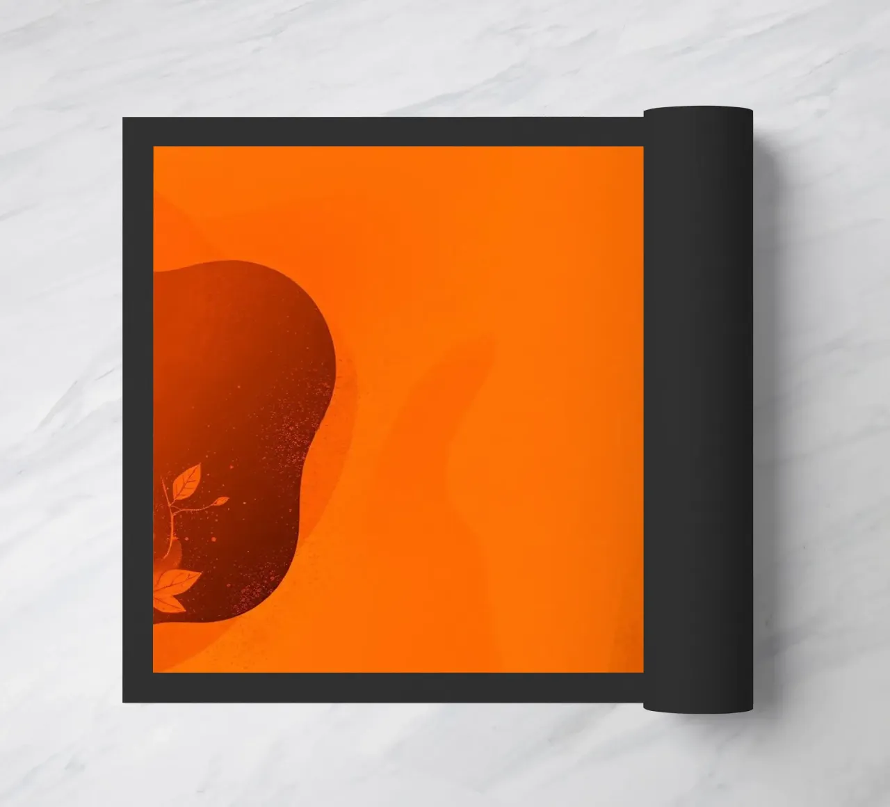 orange abstract design featuring leaf motifs and smooth art doormat by DesignDoodle