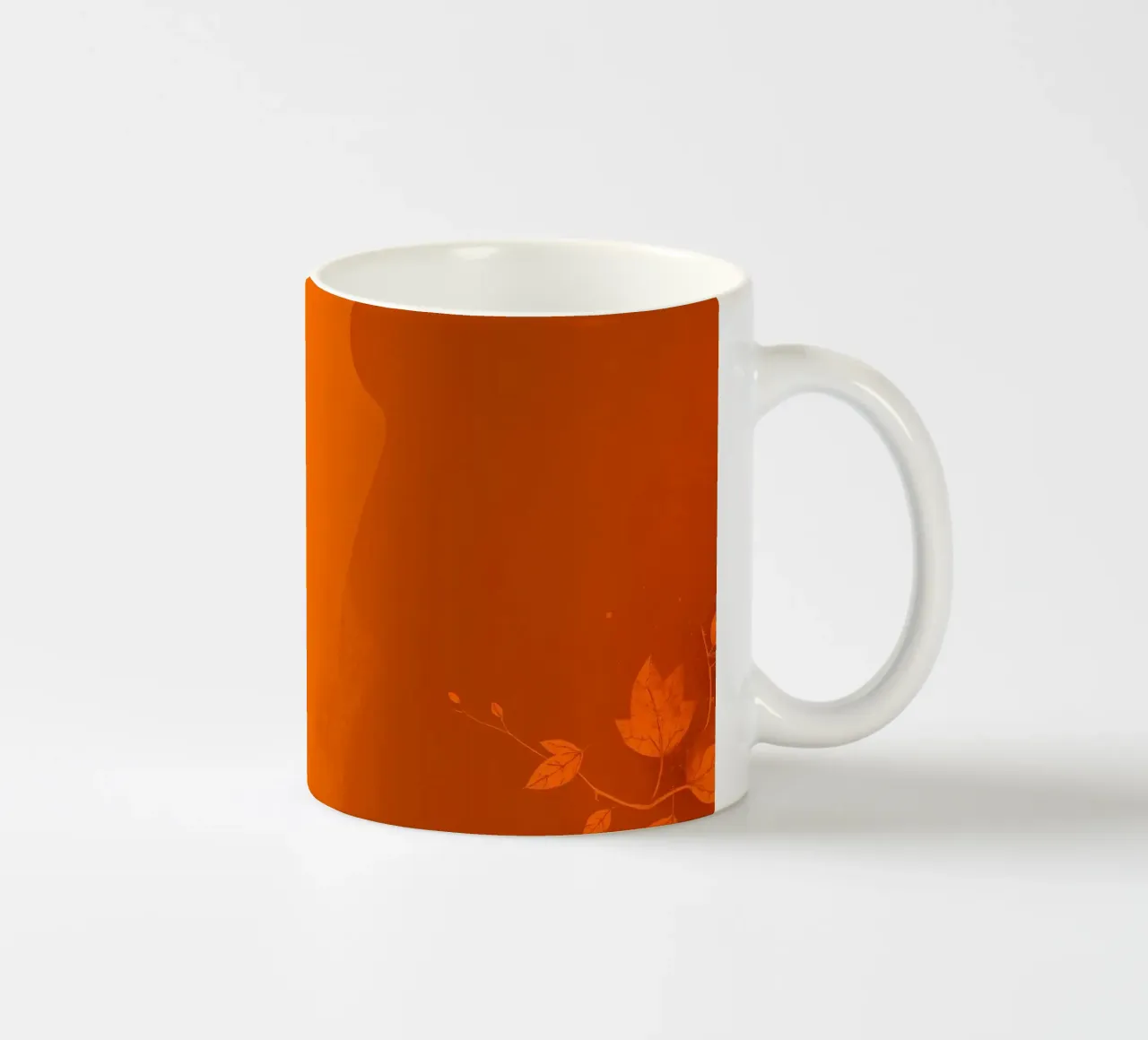 orange abstract design featuring leaf motifs and smooth art ceramic mug by DesignDoodle