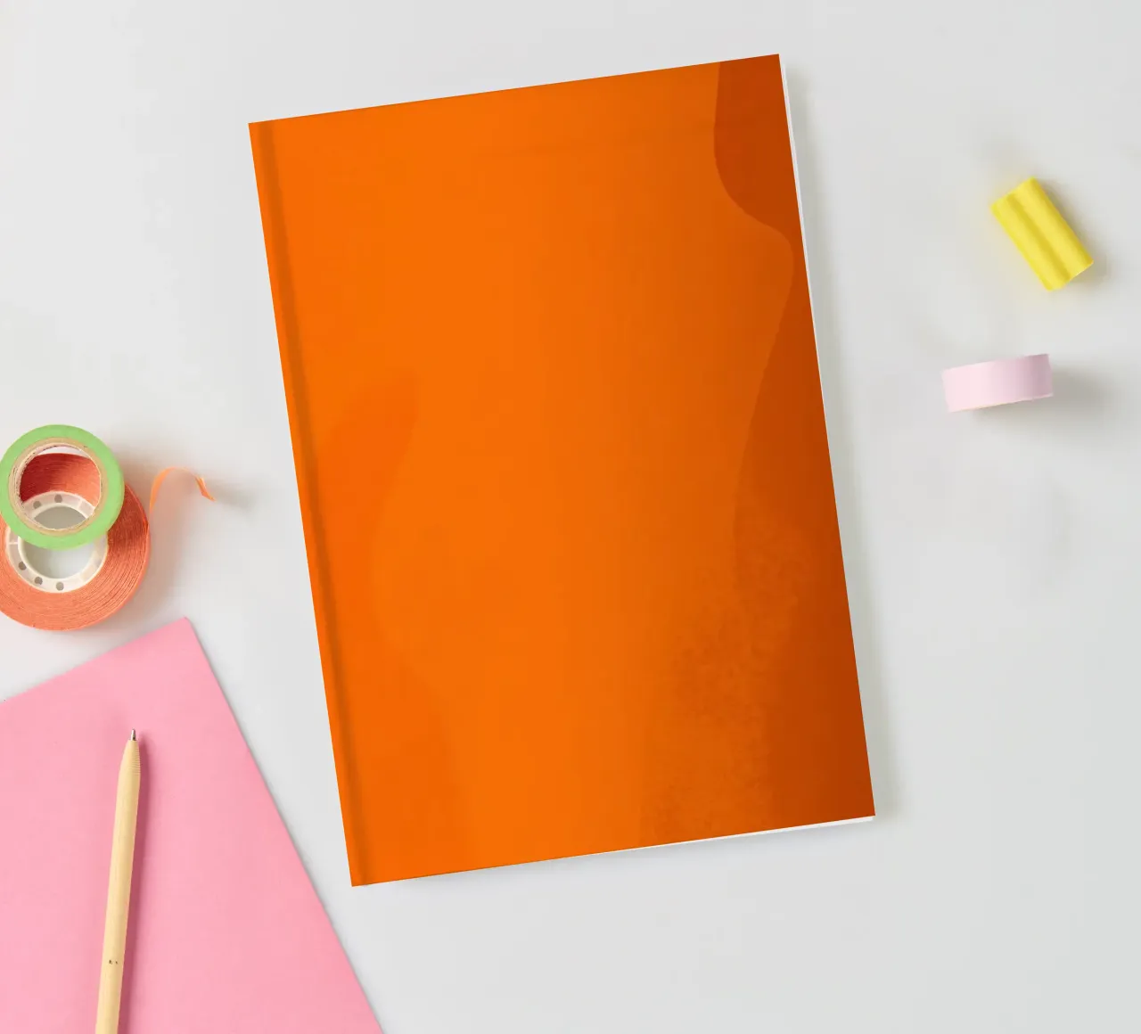 orange abstract design featuring leaf motifs and smooth art notebook by DesignDoodle
