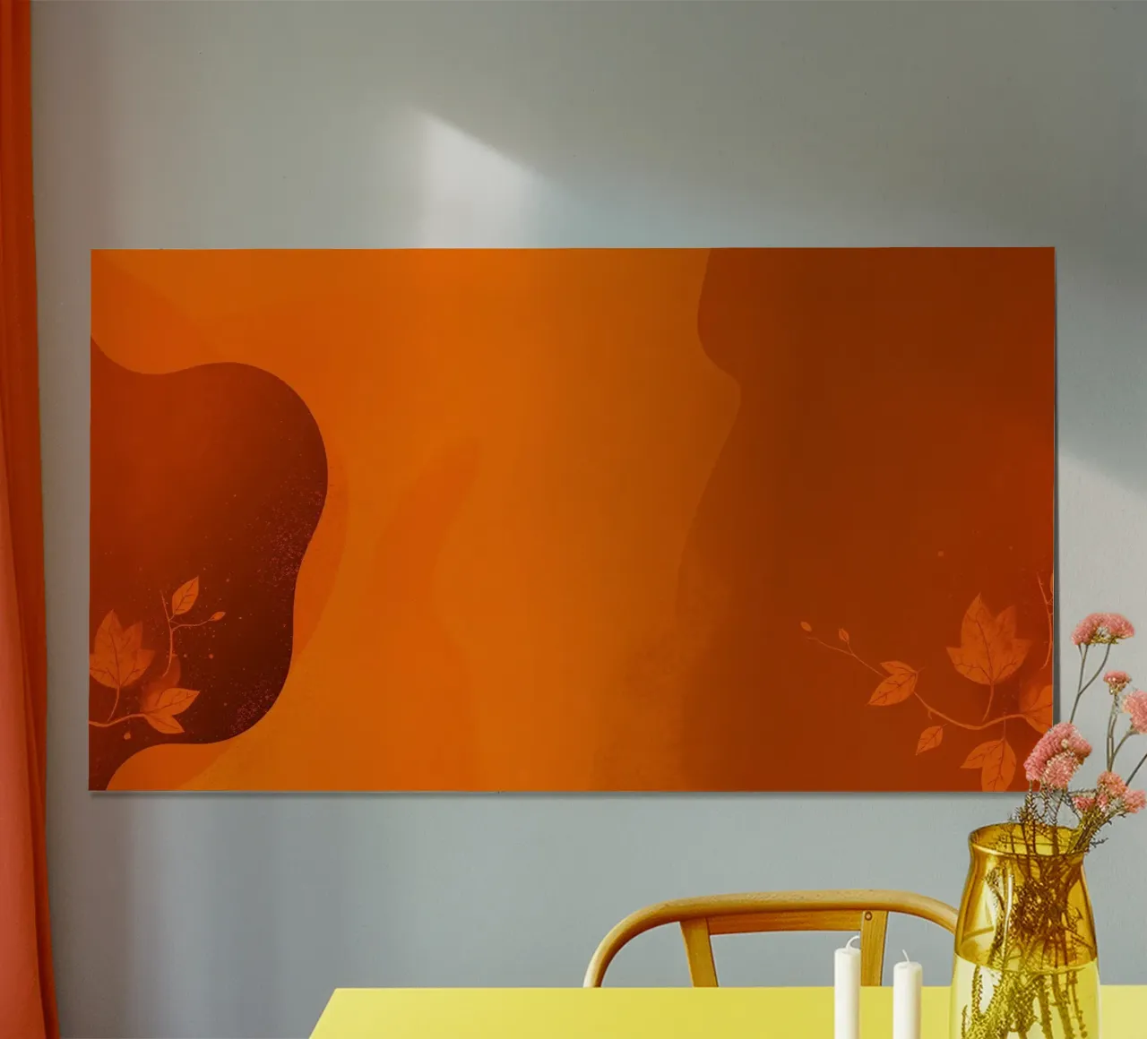 orange abstract design featuring leaf motifs and smooth art hahnemühle by DesignDoodle