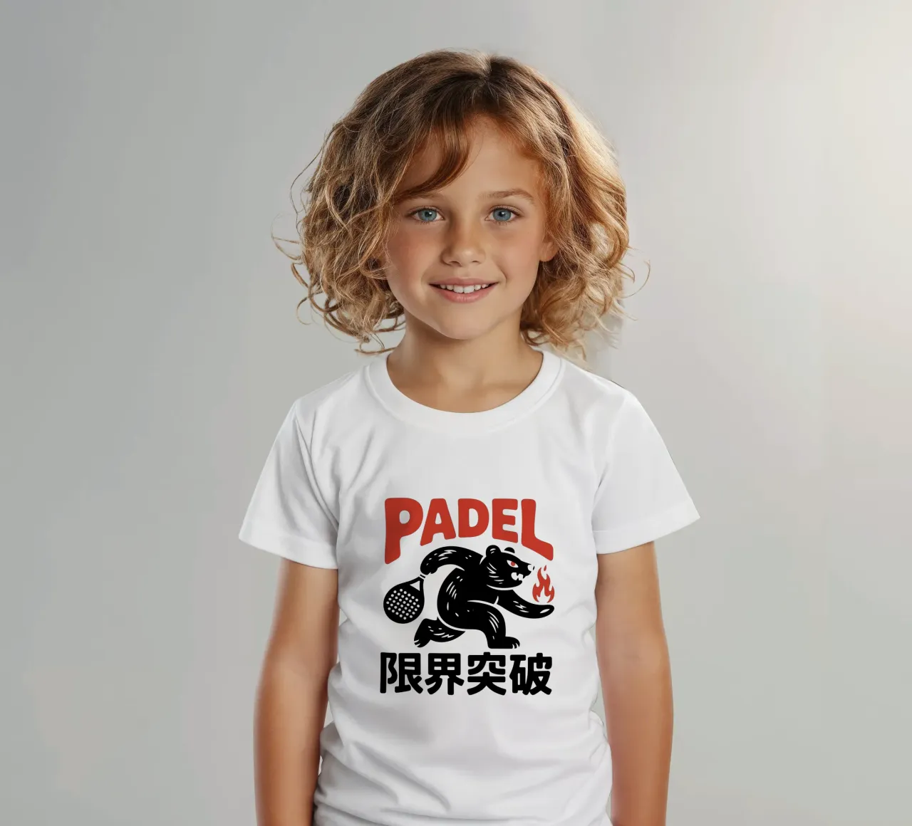 Japanese Padel Bear Design – Limit Break Kanji Racket Sport kids t-shirt by GameDay Studio