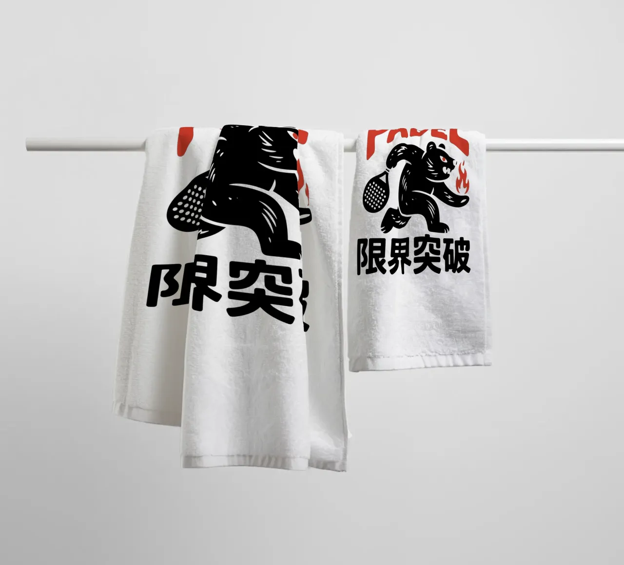 Japans Padel Beer Ontwerp - Limit Break Kanji Racket Sport badhanddoek van GameDay Studio