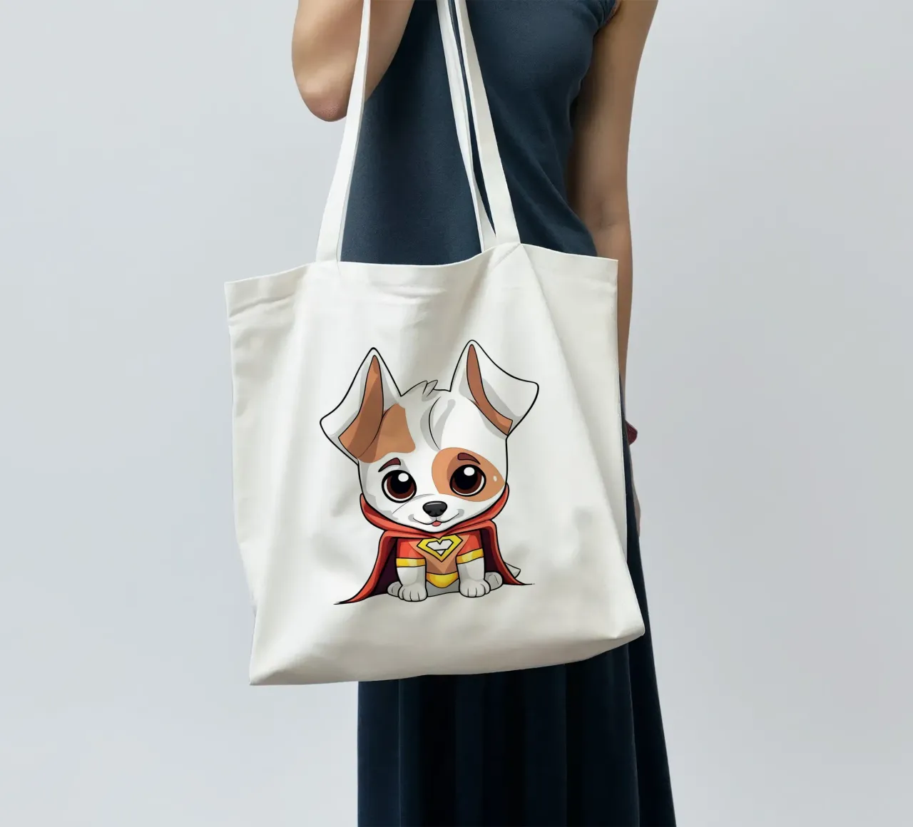 Cane, cucciolo di cane come supereroe borsa in juta da Tierisch bunt by LK