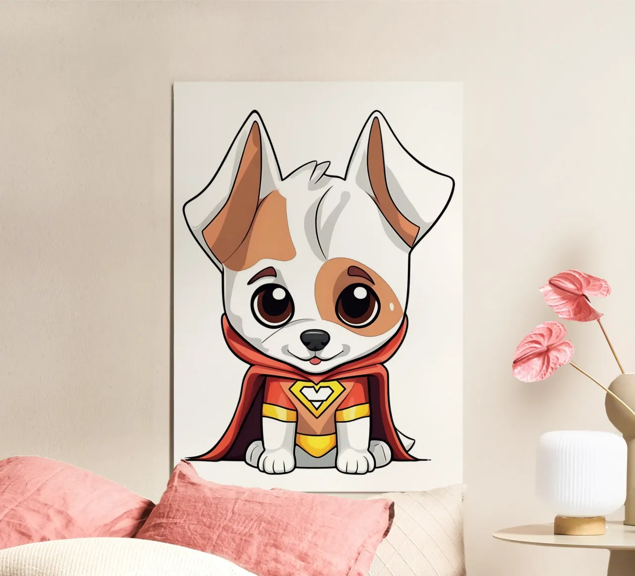 Cane, cucciolo di cane come supereroe carta hahnemühle da Tierisch bunt by LK
