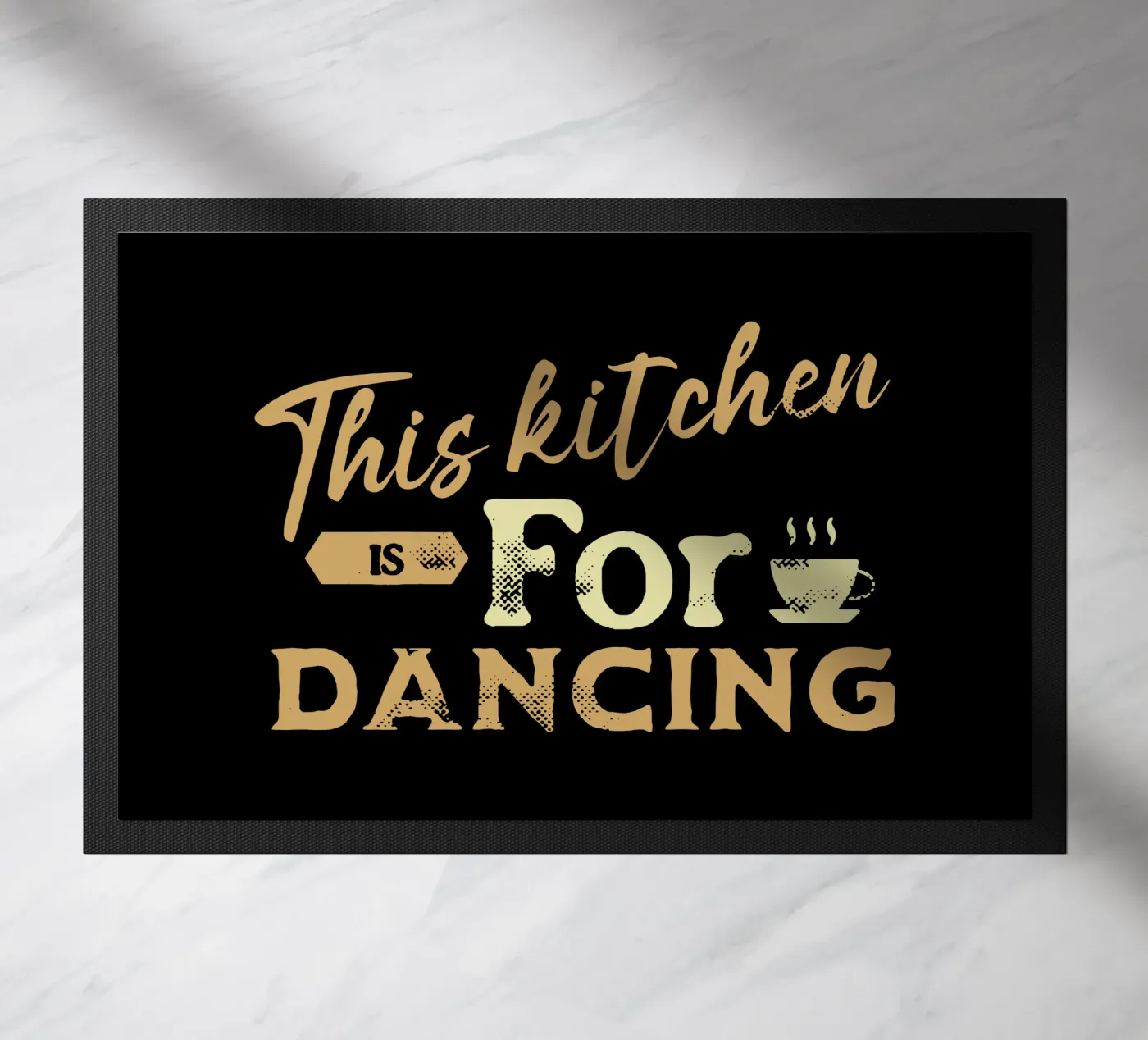 This Kitchen Is For Dancing doormat by Gunawan Rb