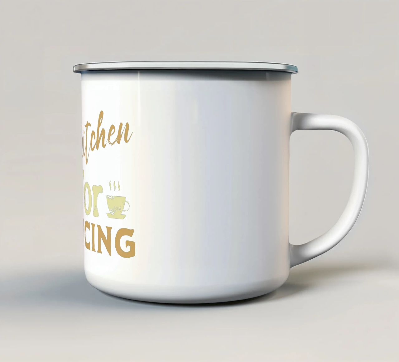 Questa cucina è per ballare tazza in smalto da Gunawan Rb