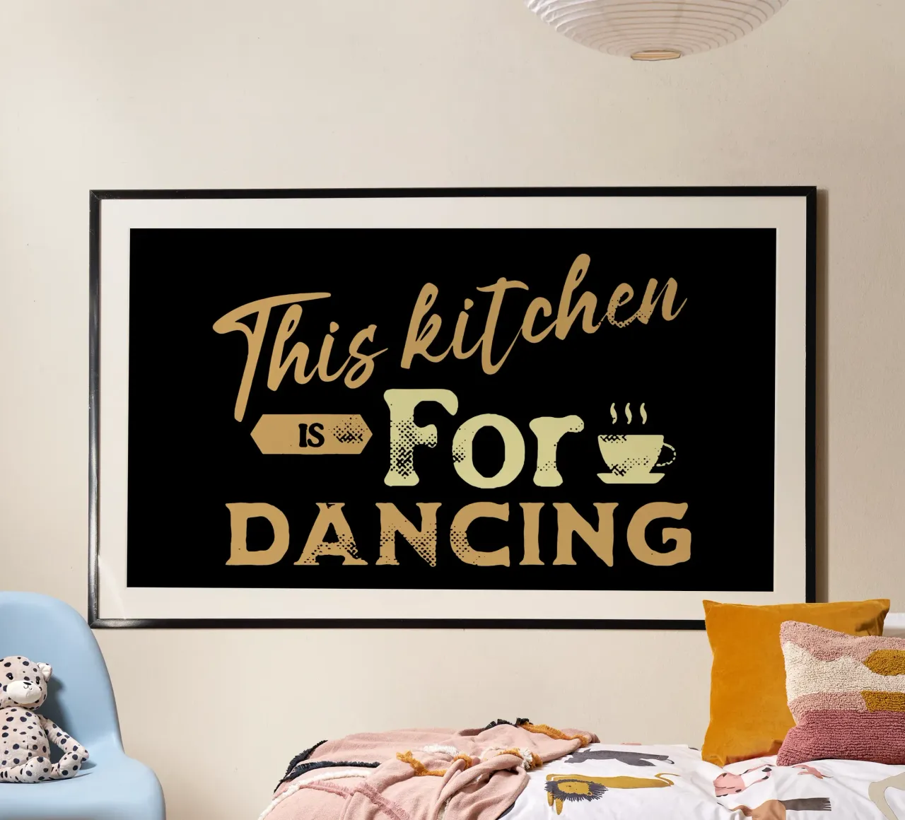 Questa cucina è per ballare poster con telaio in legno da Gunawan Rb