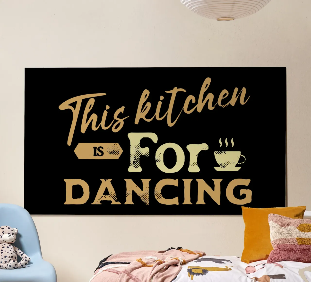 Questa cucina è per ballare poster con telaio in legno da Gunawan Rb