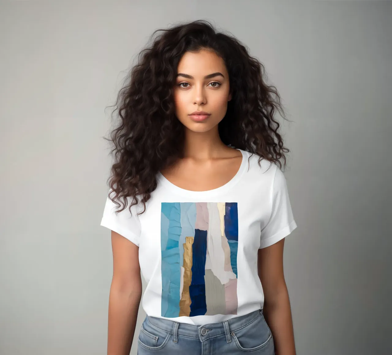 Patchwork Drift Stack women's fitted t-shirt by Monarch Arc