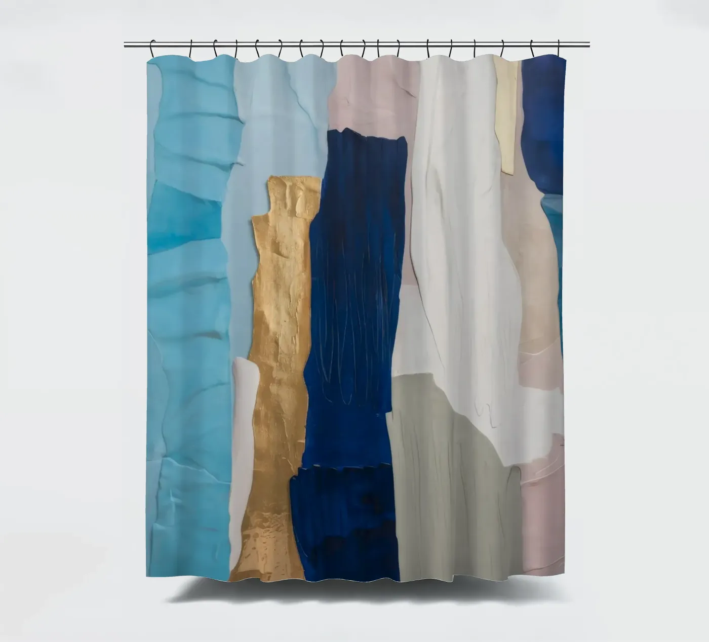 Patchwork Drift Stack shower curtain by Monarch Arc