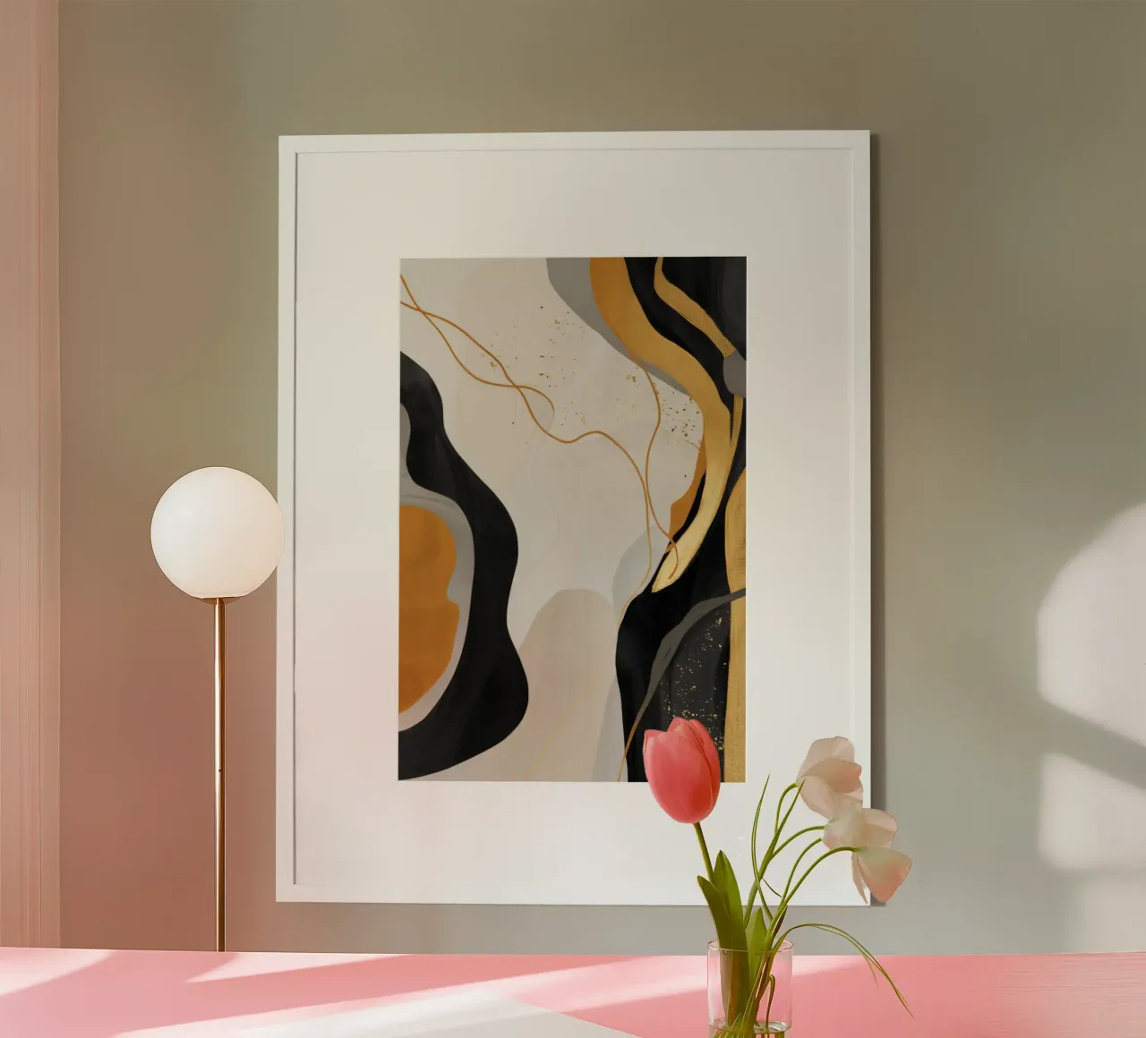 Pulse van zijdegaren poster met kunststof frame van Monarch Arc