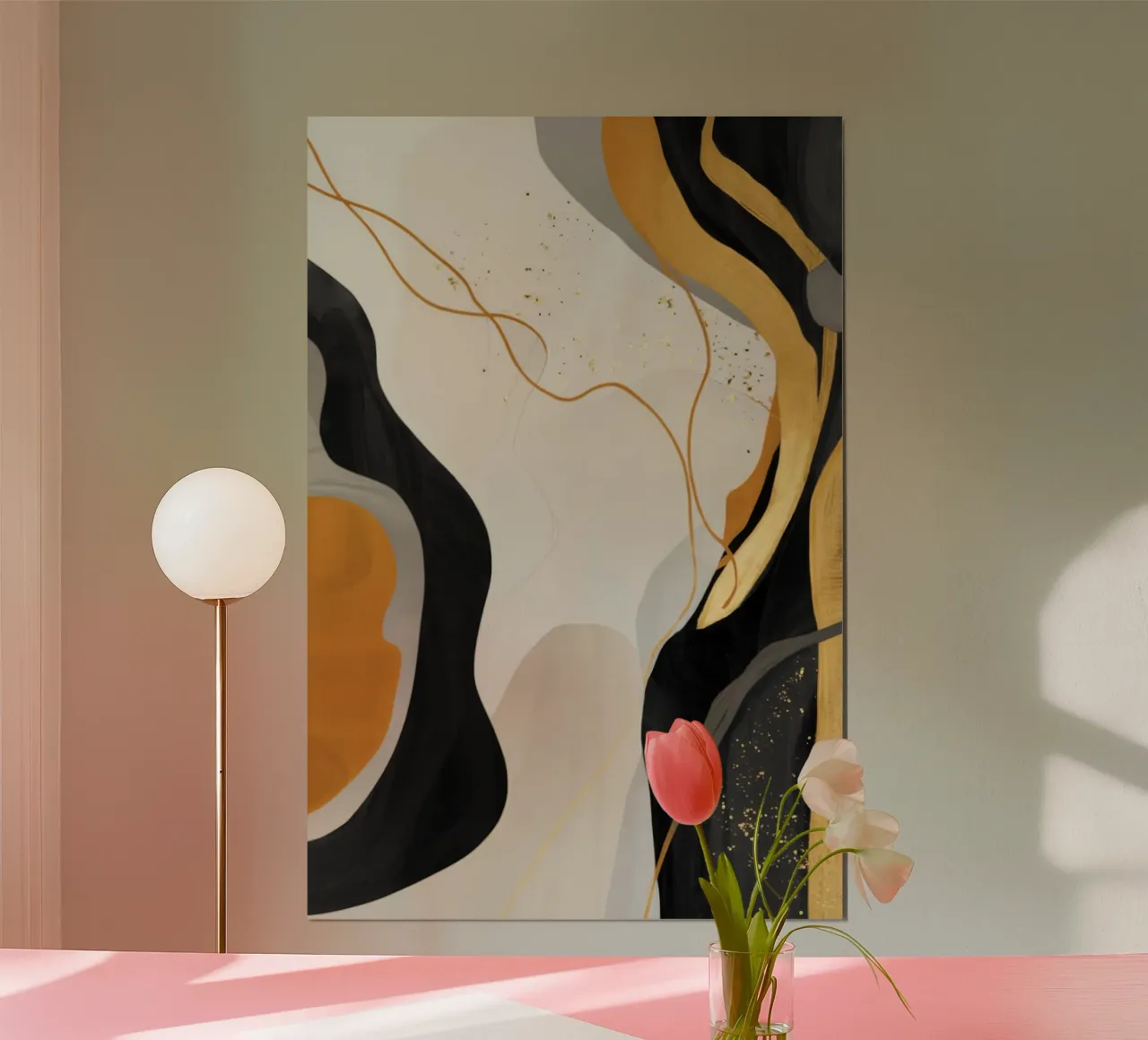 Pulse van zijdegaren poster met kunststof frame van Monarch Arc