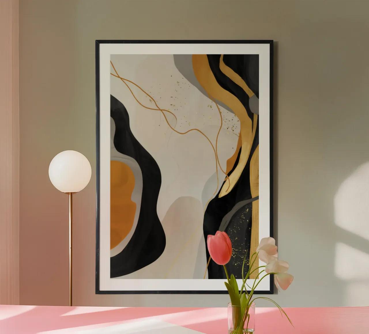 Pulse van zijdegaren poster met kunststof frame van Monarch Arc