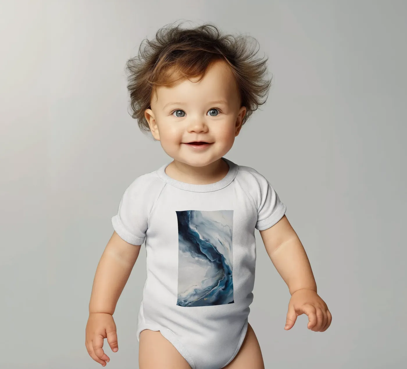 Deep Vortex Drift short-sleeve baby romper by Monarch Arc