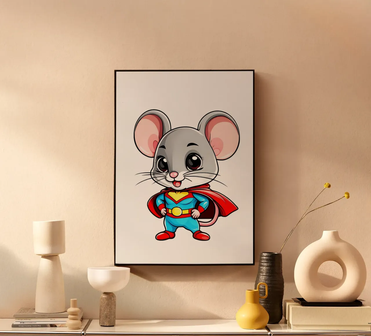 Topo, topolino come supereroe alluminio dibond da Tierisch bunt by LK