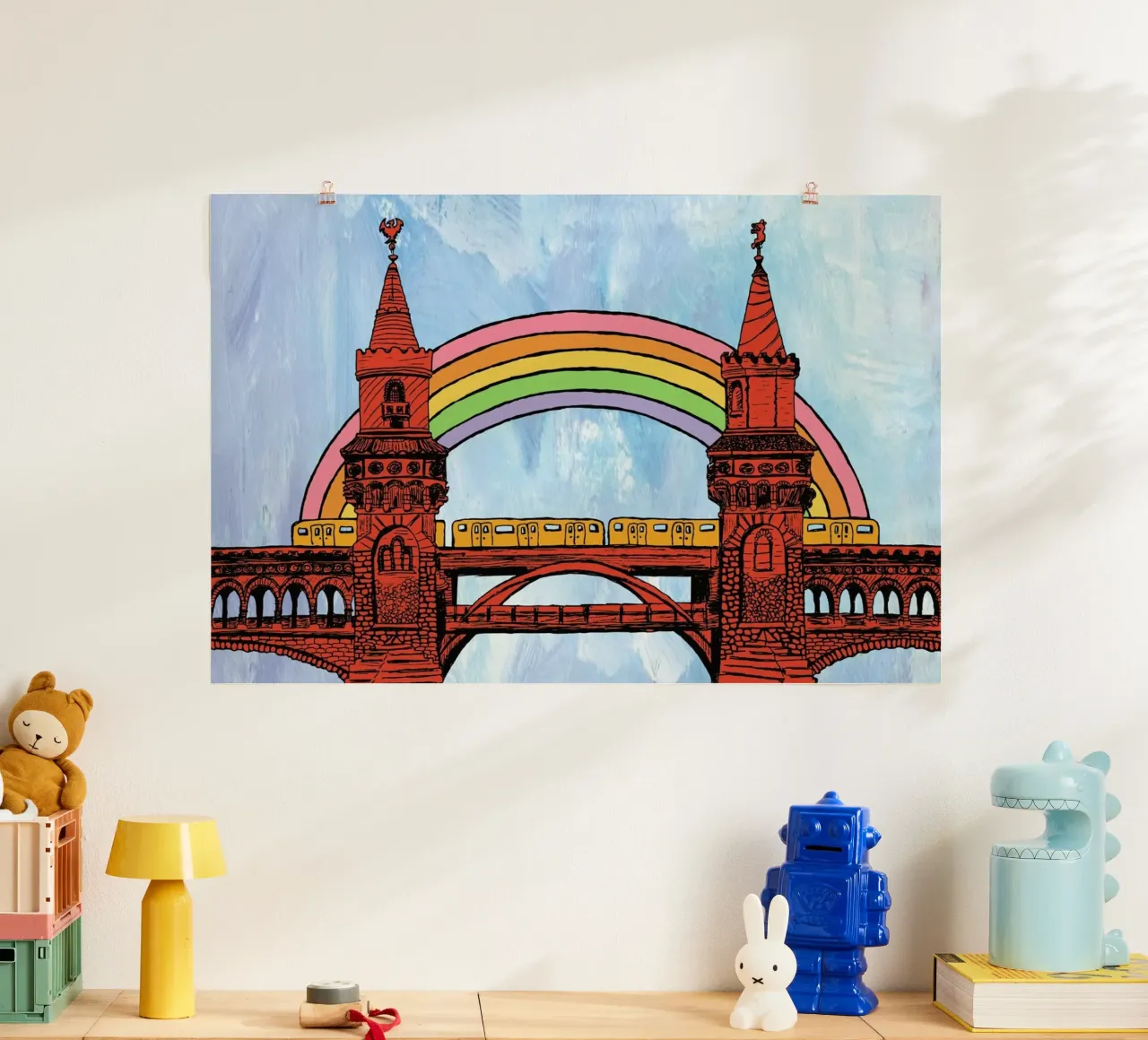 Rainbow Oberbaumbrücke poster by KP Design