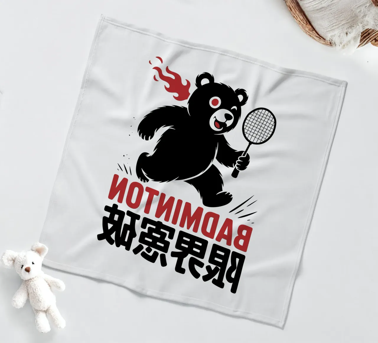 Japans badminton Bear Ontwerp - Limit Break Kanji Racket Sp fleecedeken van GameDay Studio