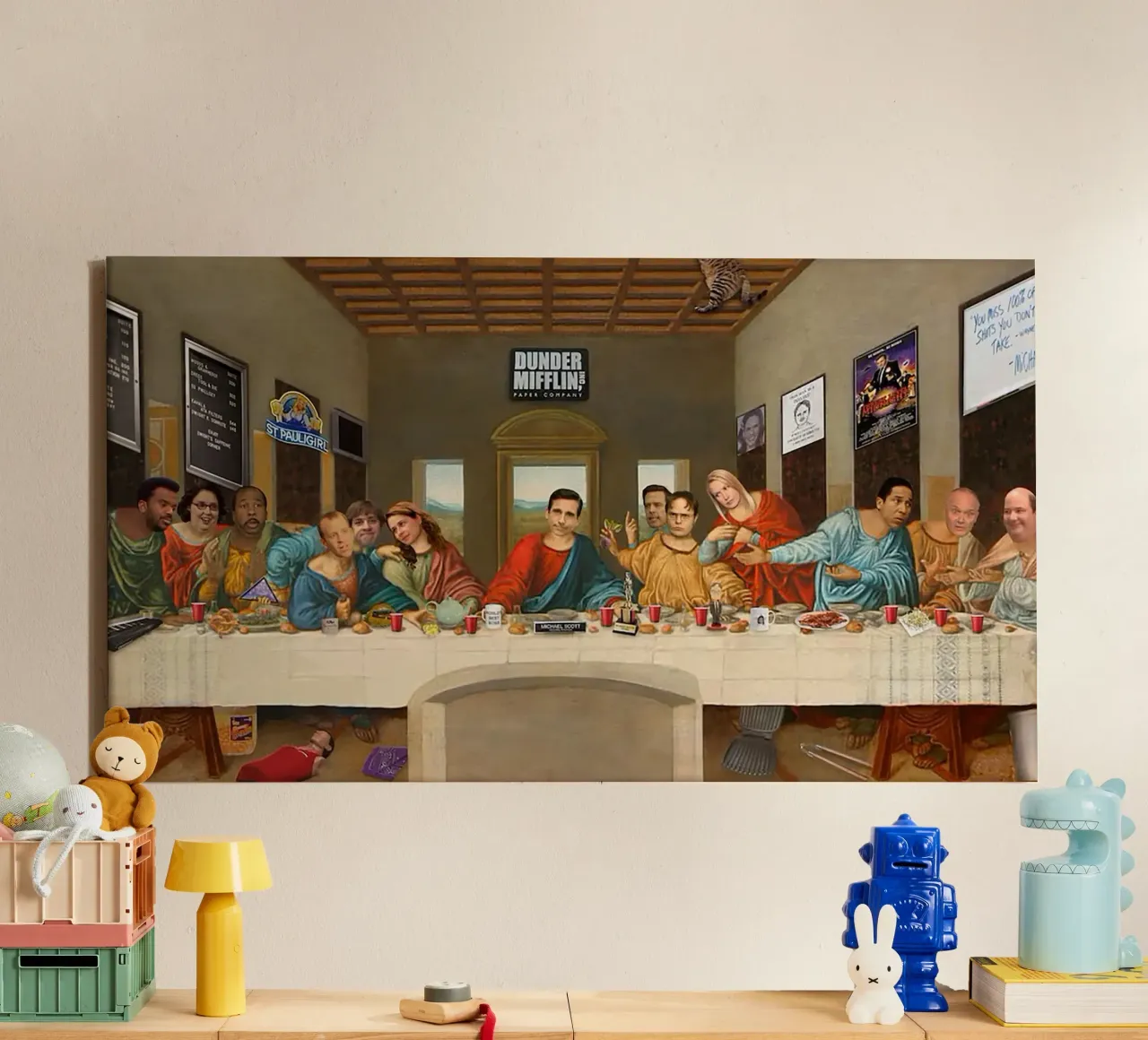 The Last Supper in the Office tela con Cornice a cassetta da Attaboy Dsgn