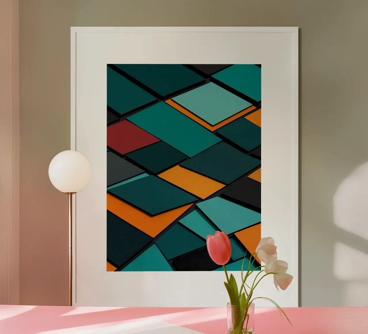 Abstrakt Schichten poster met aluminium frame van kosinsart.gallery
