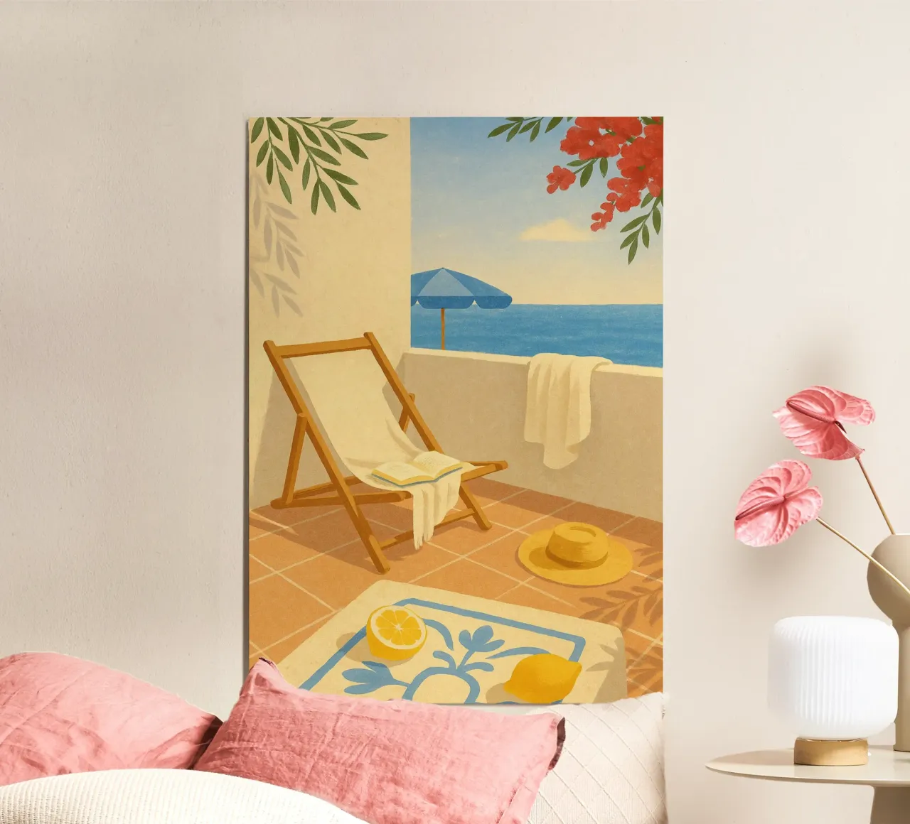Balcony Siesta poster met kunststof frame van Mosaic Dialogue