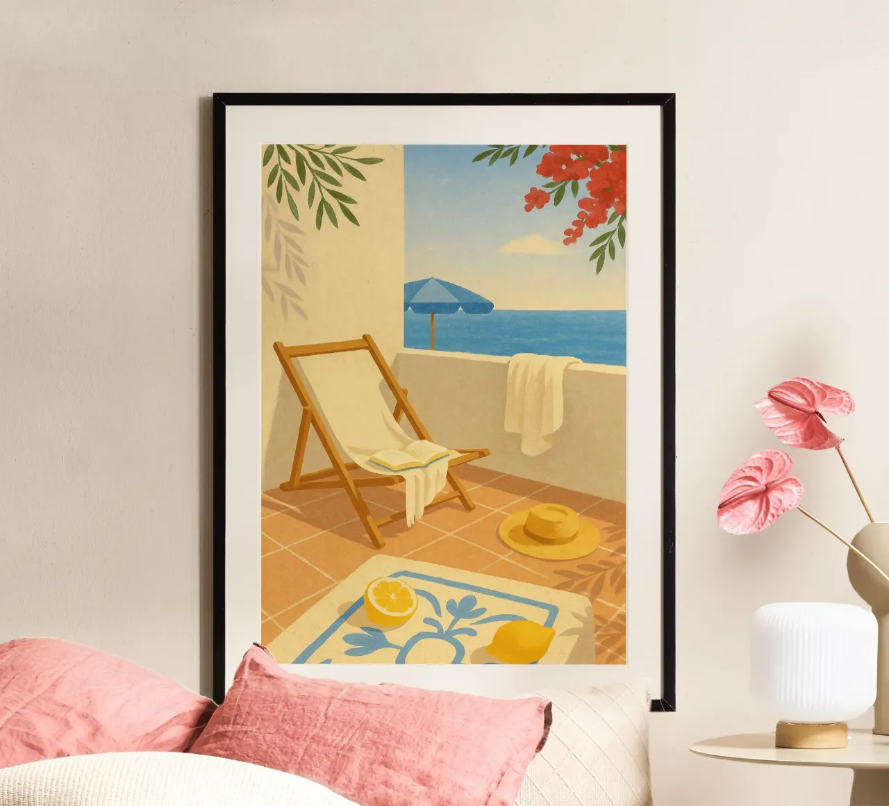 Balcony Siesta poster met kunststof frame van Mosaic Dialogue