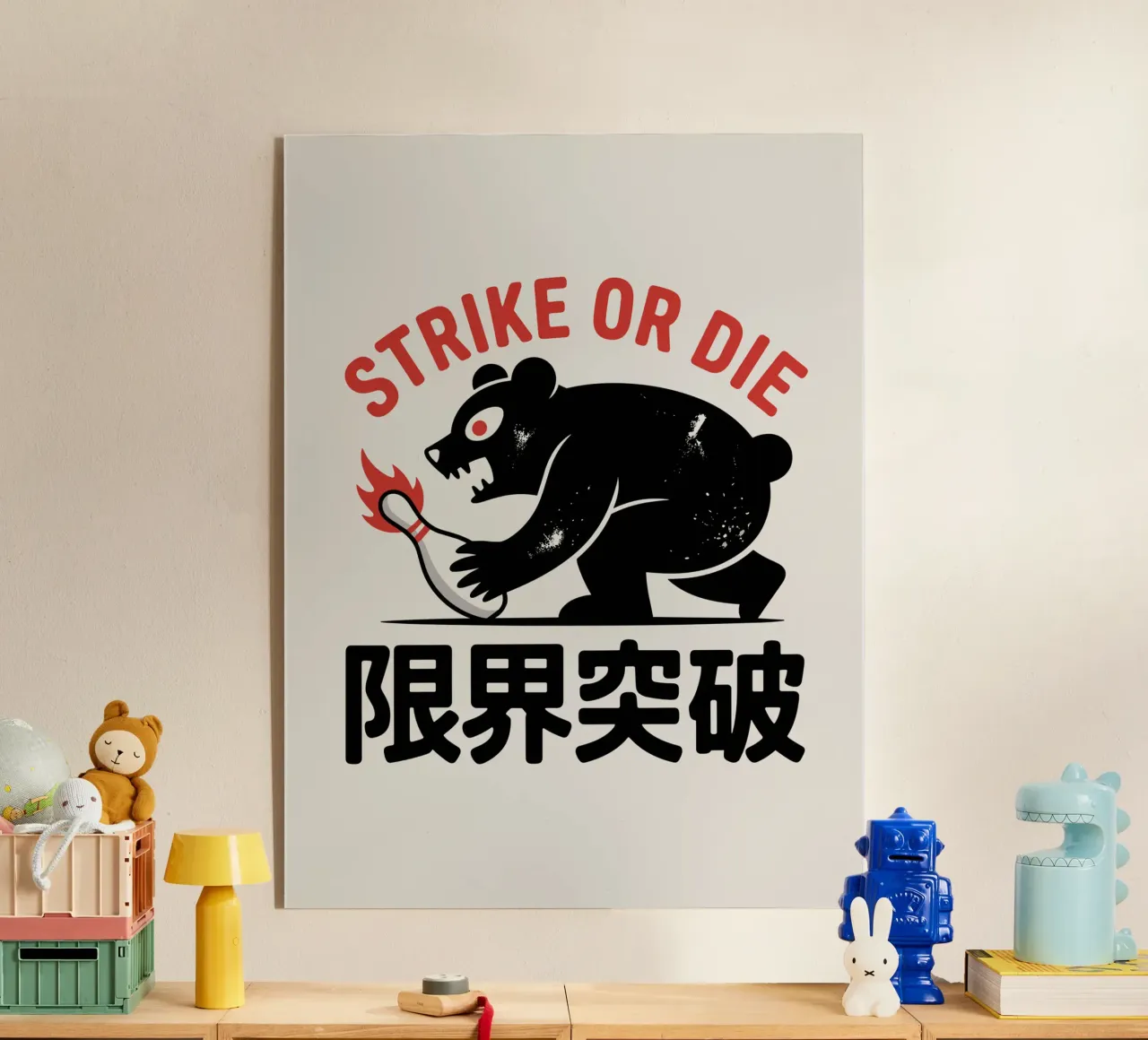 Orso da bowling giapponese - Limit Break Kanji Strike Art plexiglass da GameDay Studio