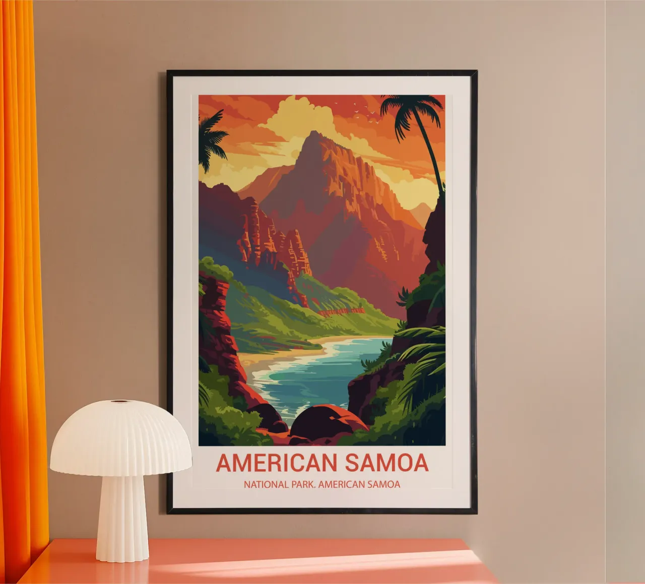 Parco Nazionale delle Samoa Americane, Samoa Americane poster con telaio in legno da Wanderlust Vibes