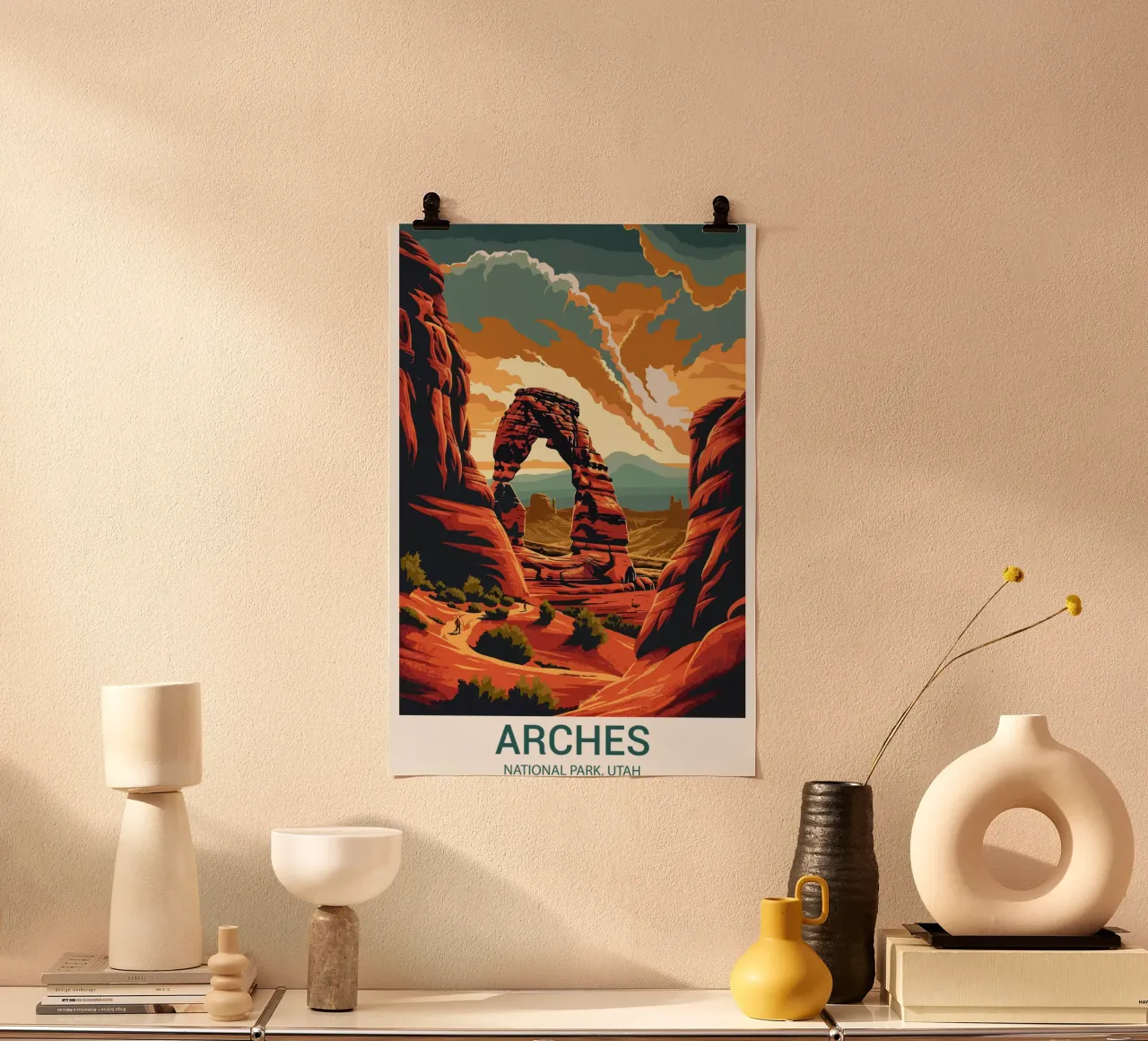 Parco nazionale di Arches, Utah, USA poster con telaio in alluminio da Wanderlust Vibes