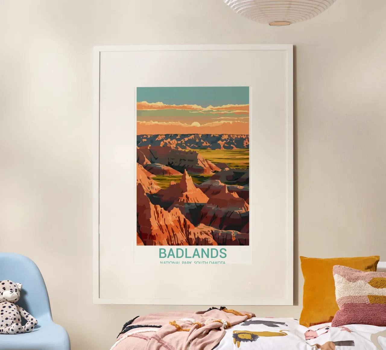 Parc national des Badlands, Dakota du Sud, États-Unis poster avec cadre en plastique de Wanderlust Vibes