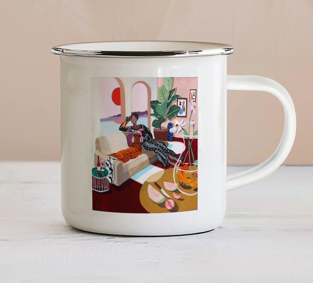 Tiger Queen tazza in smalto da Arty Guava