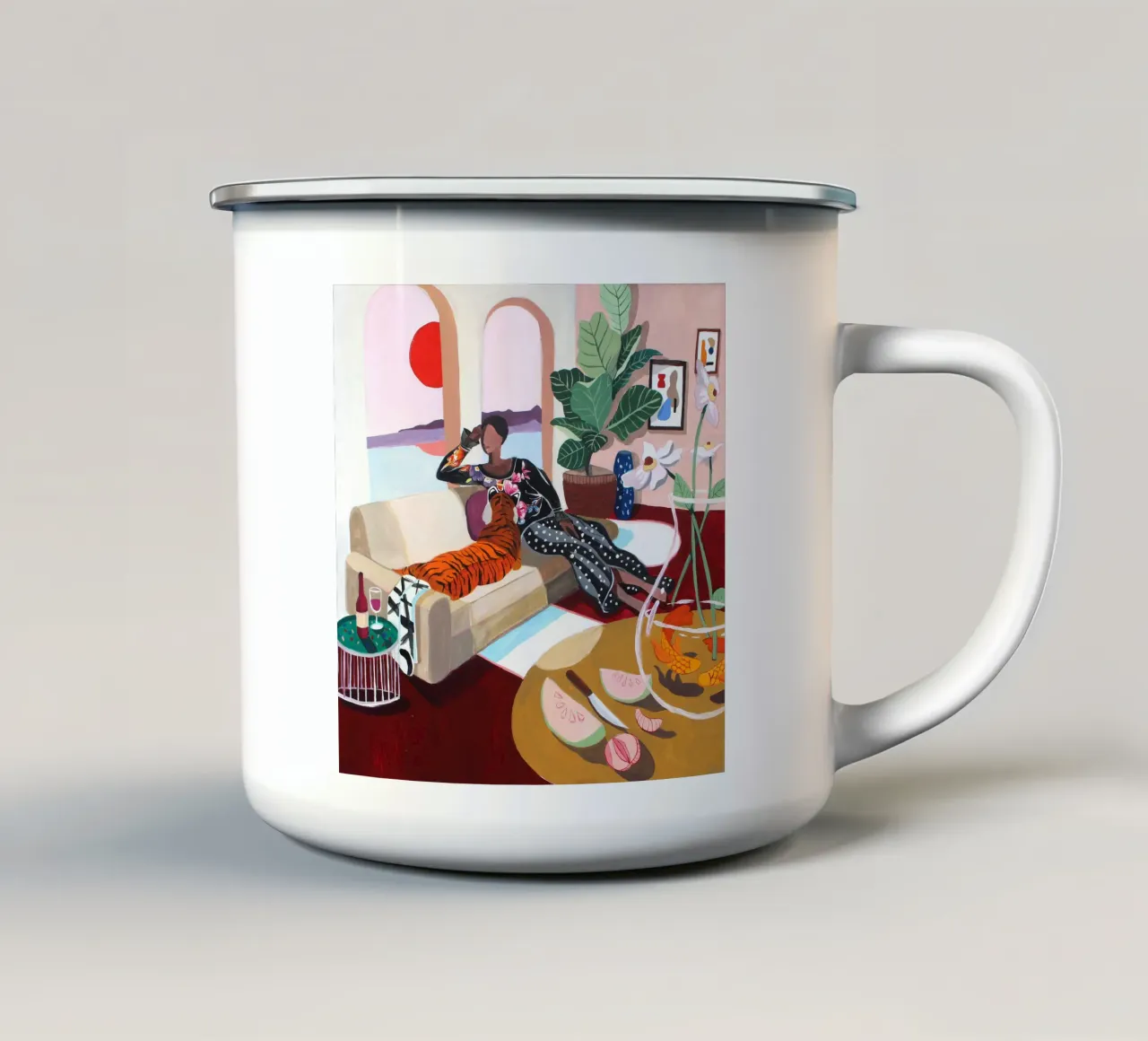 Tiger Queen enamel mug by Arty Guava