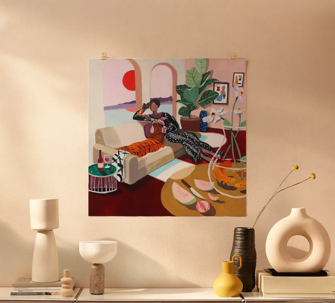 Tiger Queen poster with wooden frame by Arty Guava