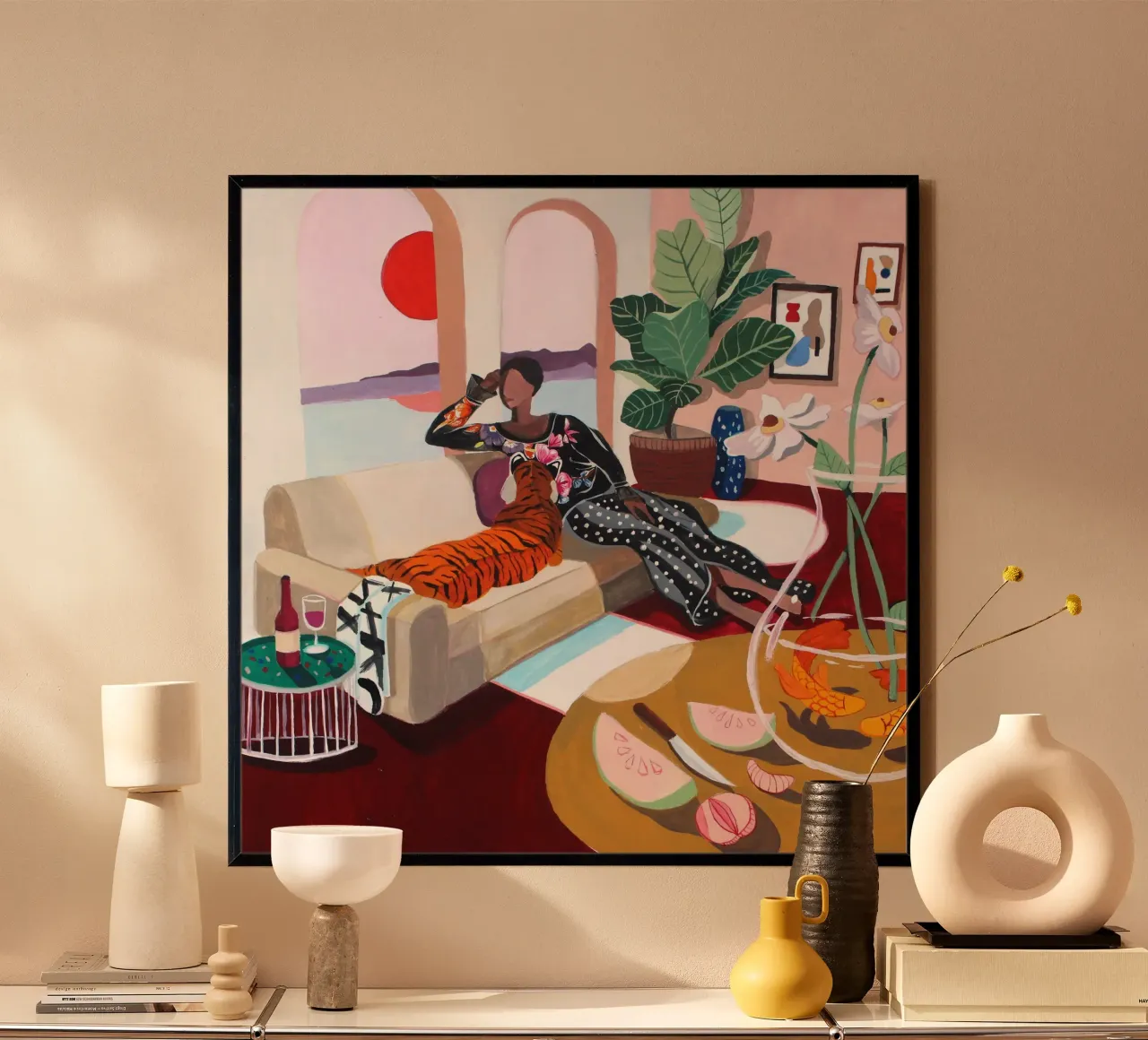 Tiger Queen poster with wooden frame by Arty Guava