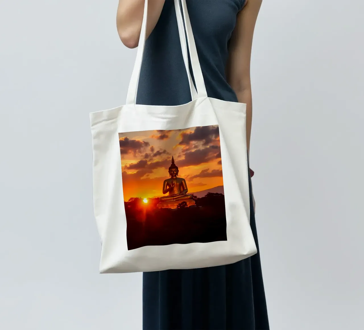 Buddha Goldene Stunde borsa in juta da kosinsart.gallery