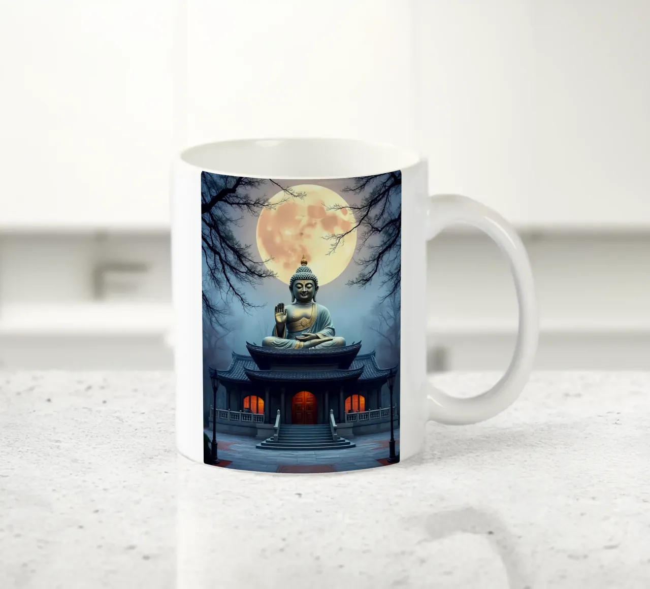 Buddha im Mondlicht taza de cerámica de kosinsart.gallery