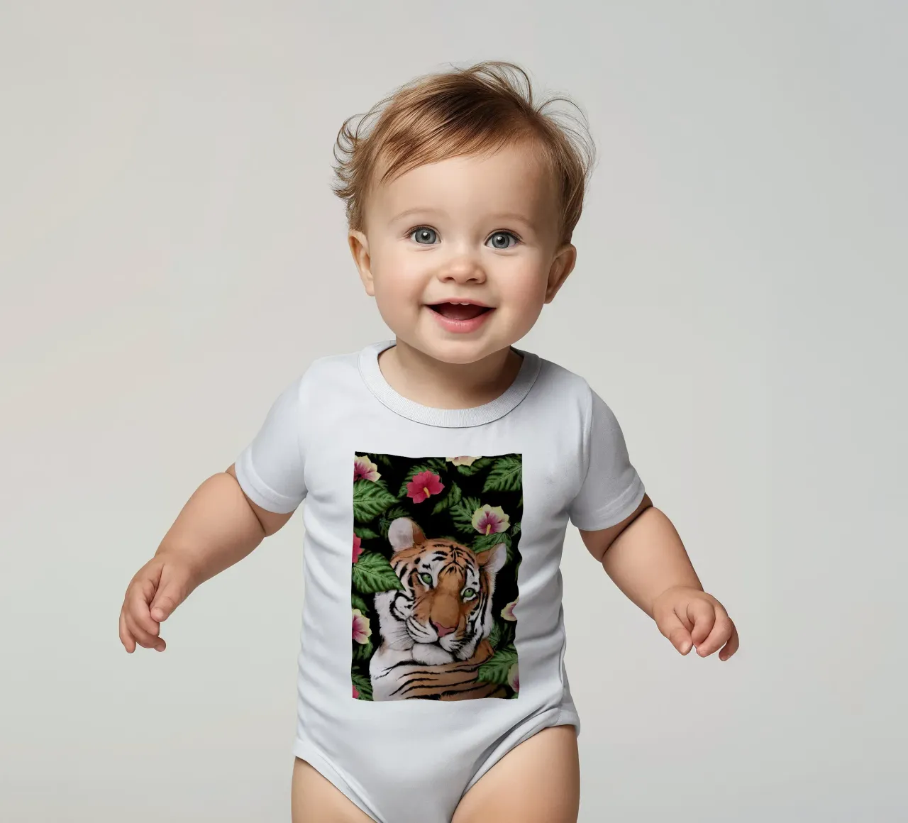 Serene Tiger body neonato maniche corte da Laura Graves
