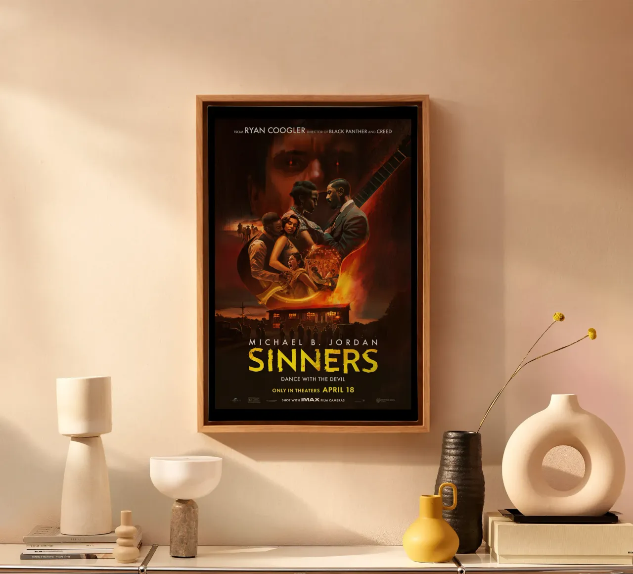Gitaar van het zondaarsvuur canvas met Baklijst van Junkie Movie 2