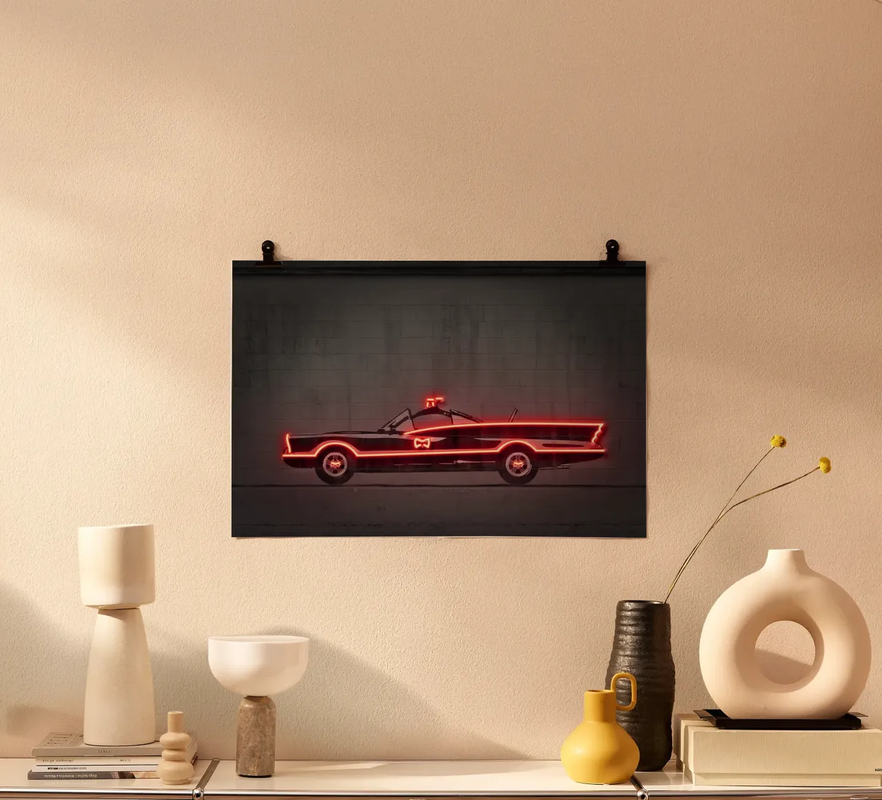 Batmobile 66 poster con telaio in plastica da Octavian